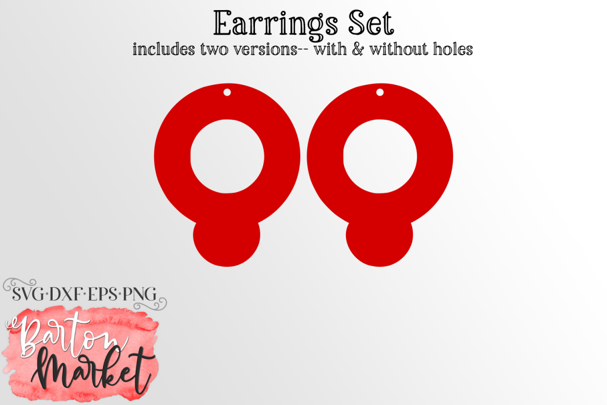 Earrings Set Circles With Moon SVG DXF EPS PNG example image 1