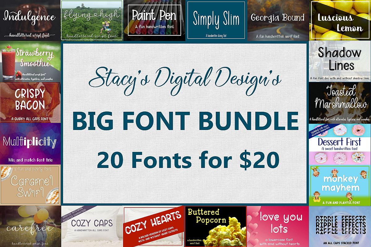 Big Font Bundle - 20 Handwritten Fonts example image 1