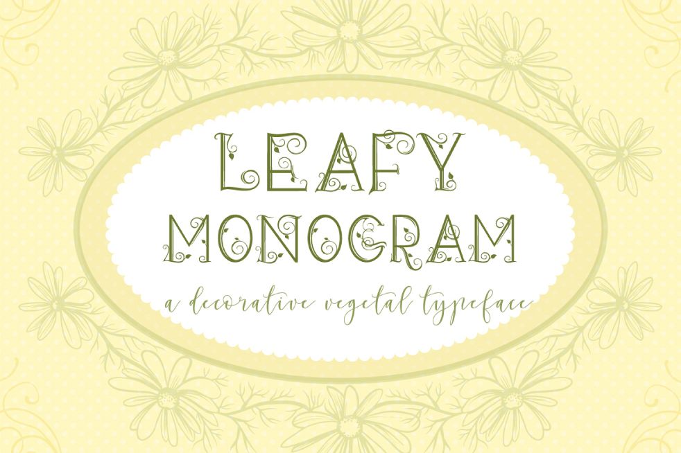 Leafy Monogram Font & Alphabet example image 1