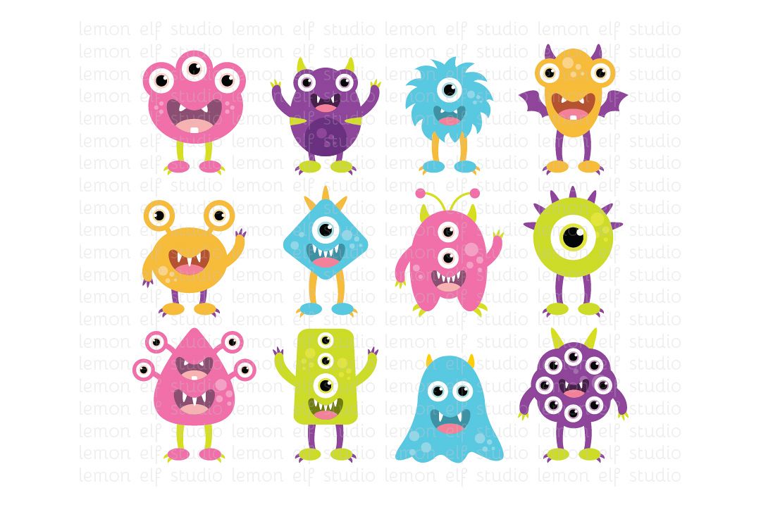 Silly Monsters-Digital Clipart (LES.CL03B) example image 1