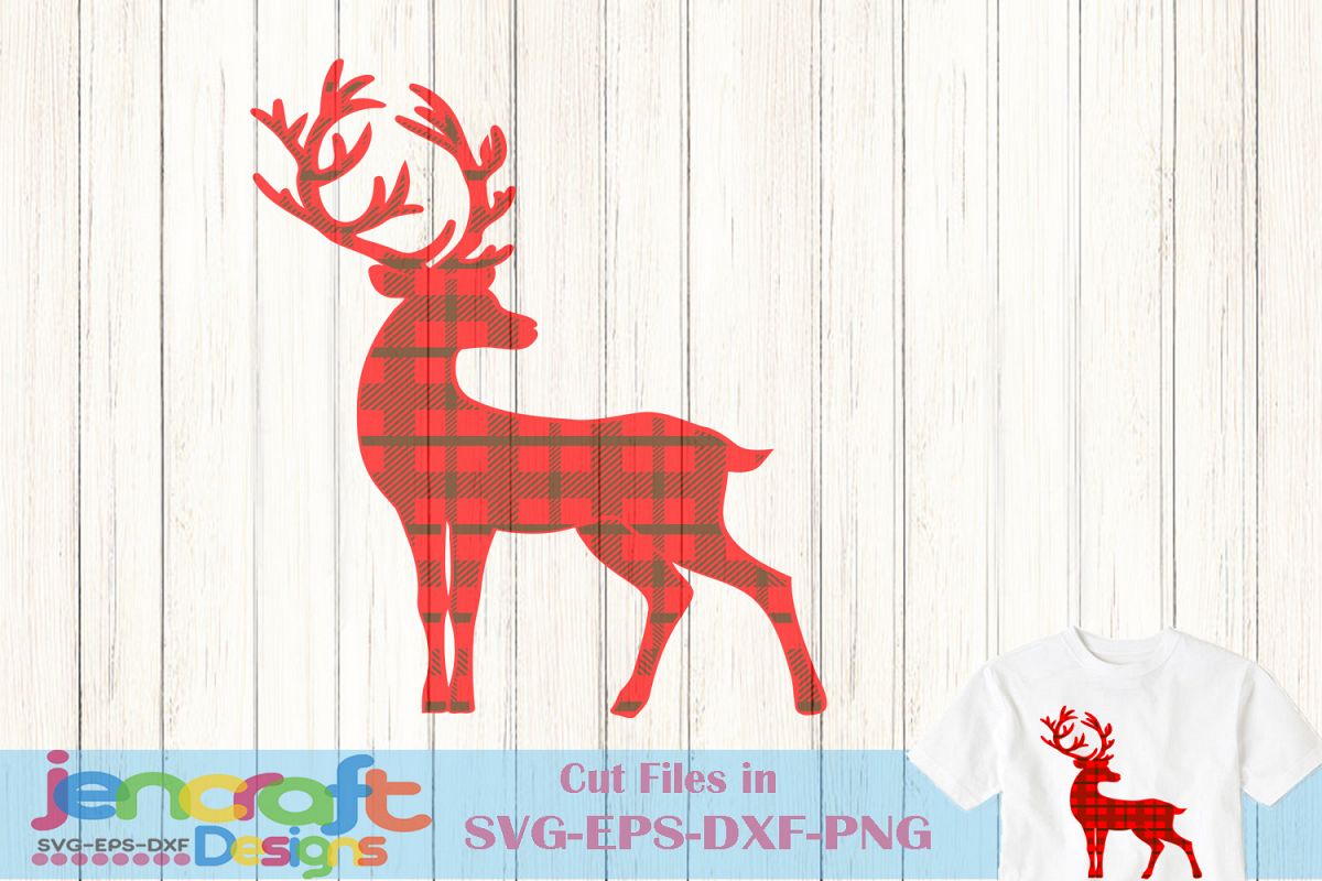 Plaid Reindeer SVG - Christmas Deer SVG Buffalo Plaid example image 1