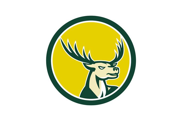 Deer Stag Buck Head Circle Retro example image 1