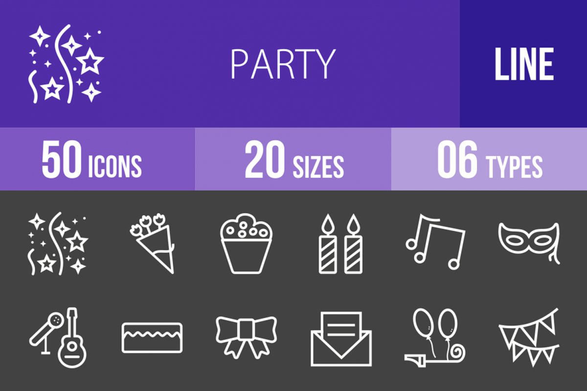 50 Party Line Inverted Icons example image 1