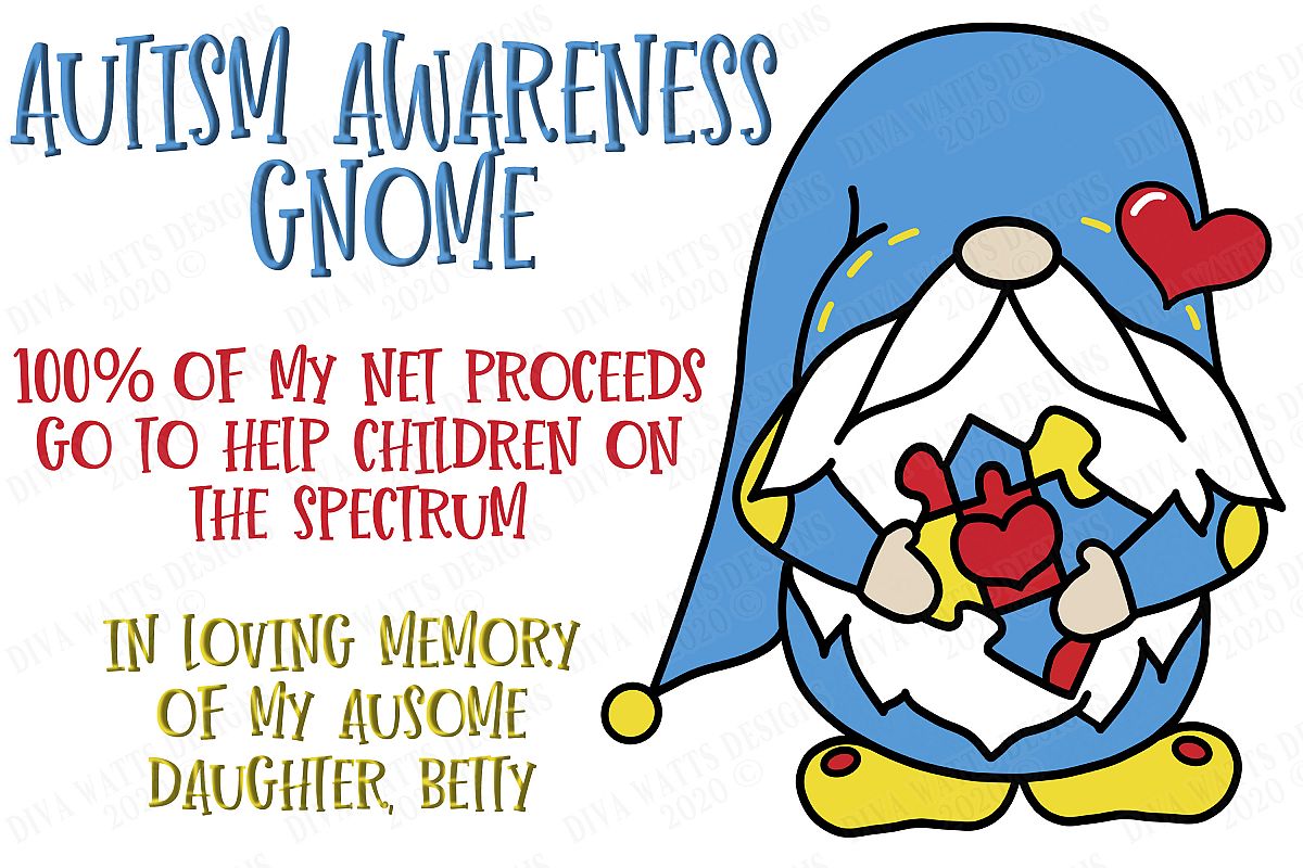 Download Autism Awareness Gnome Puzzle Piece Heart Blue April