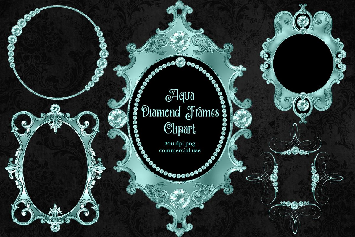 Aqua Diamond Frames Clipart example image 1