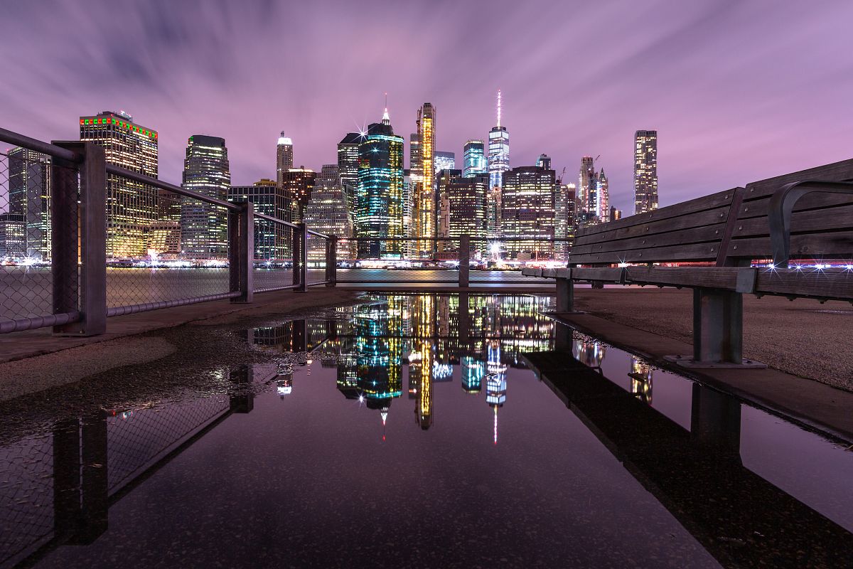 View on Financial district at night from the pier example image 1
