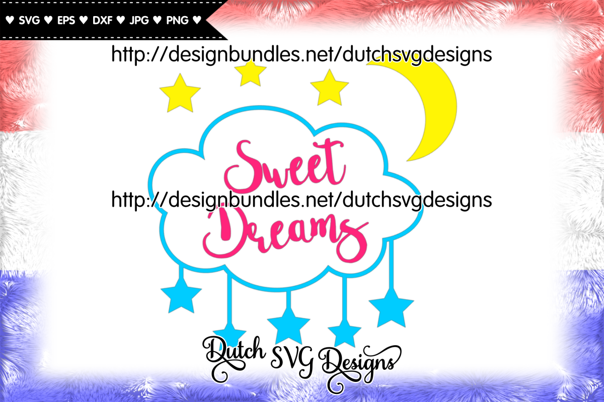 Cut file Sweet Dreams, dreams svg, nursery svg, stars svg example image 1