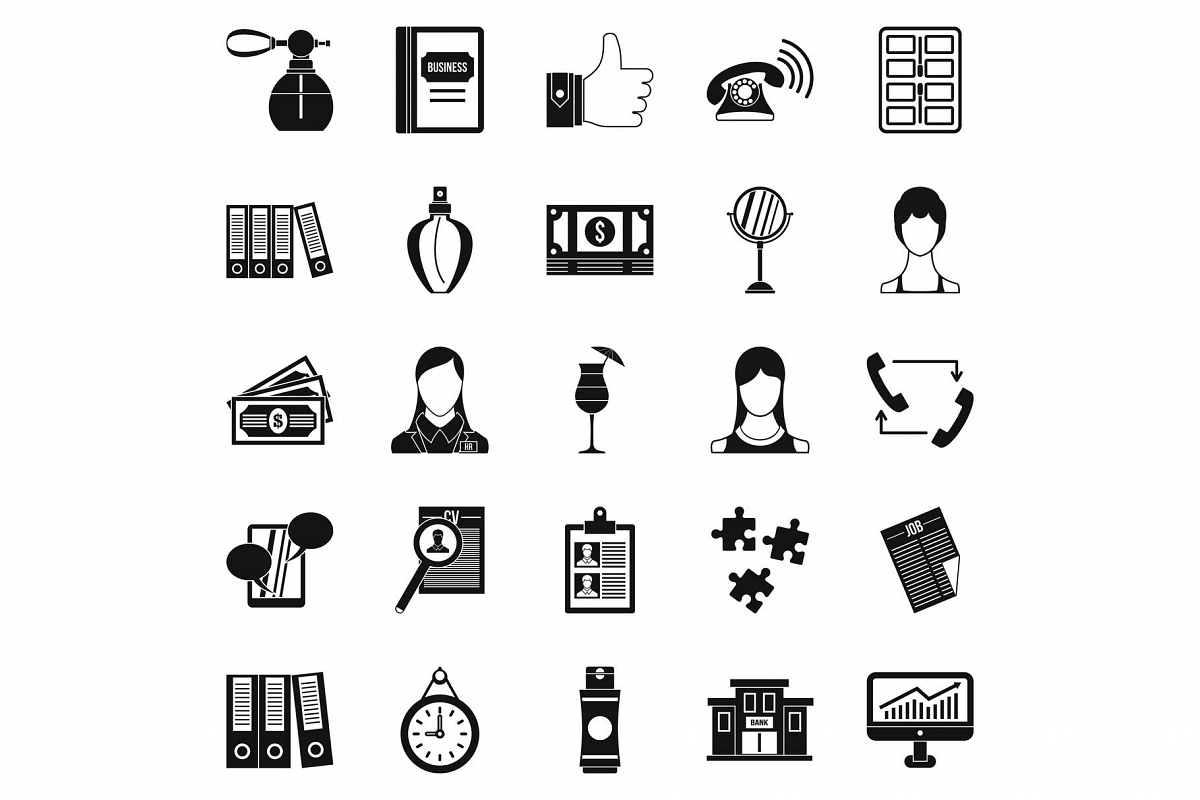 Business studio icons set, simple style example image 1