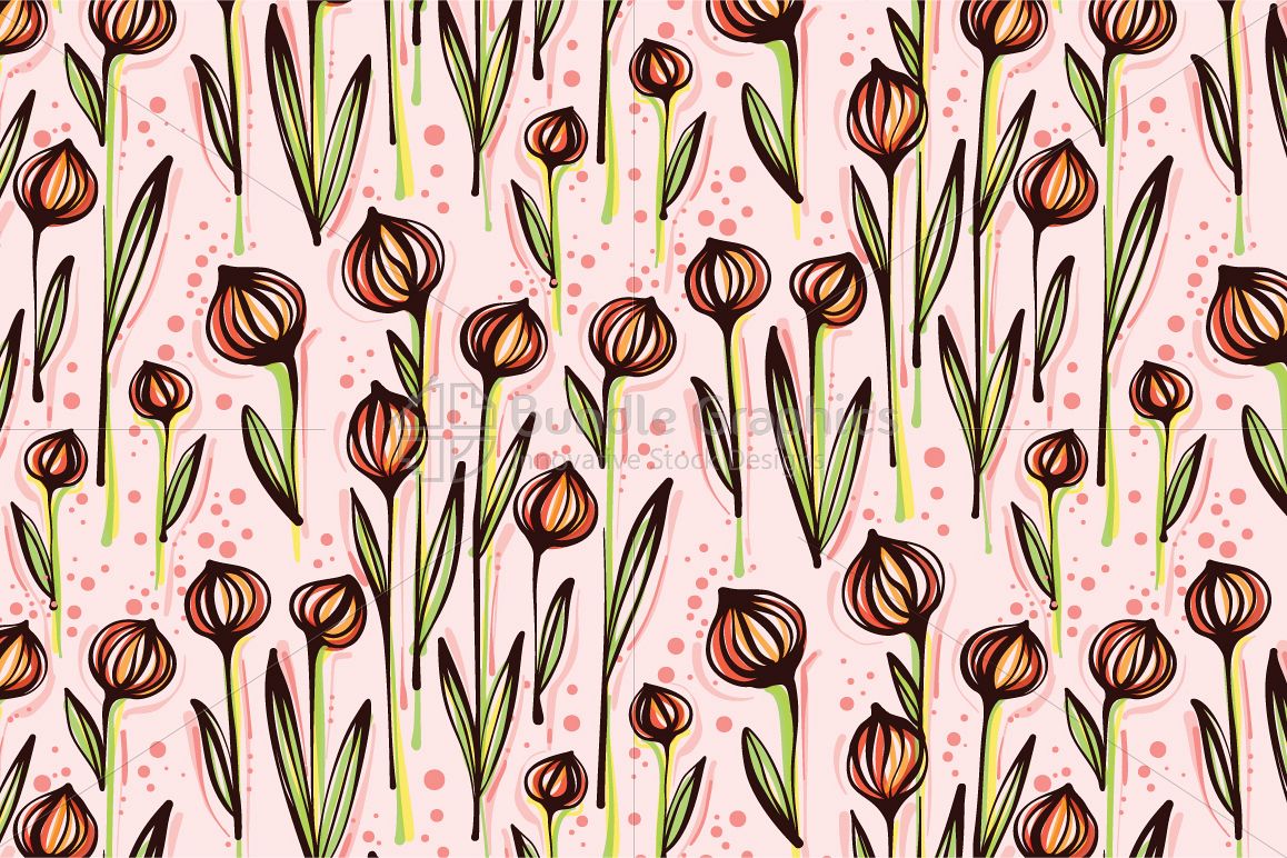 Ball Flower Plants - Creative Seamless Floral Background example image 1