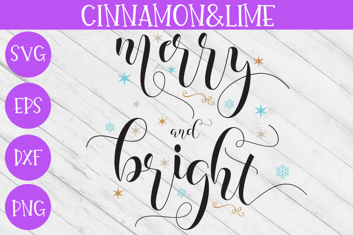 Merry and Bright SVG - Christmas Cut File example image 1