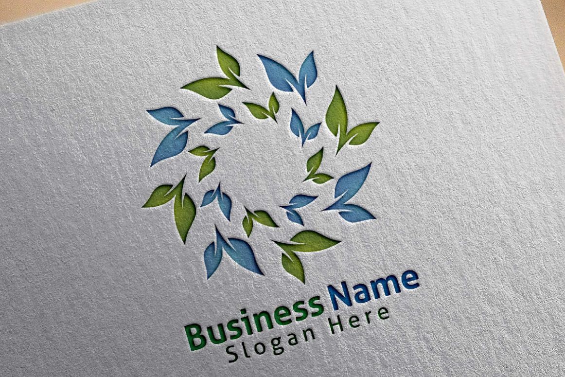 Green leaf ecology v2 logo template example image 1