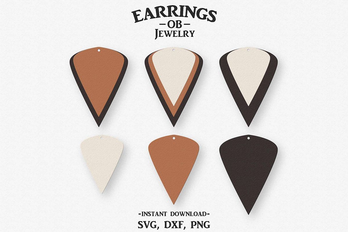 Earring Svg, Teardrop, Leaf, Stacked, Cut File example image 1