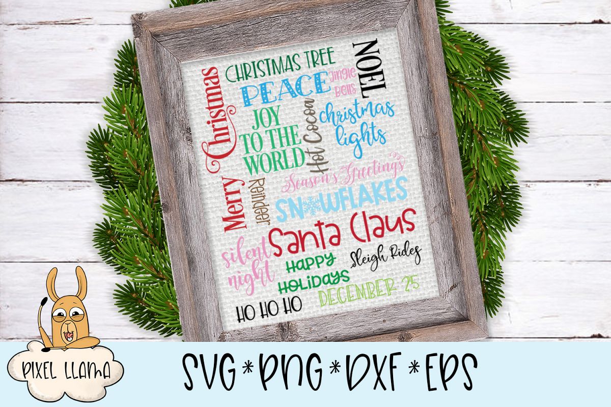 Christmas Subway Word Art SVG Cut File example image 1
