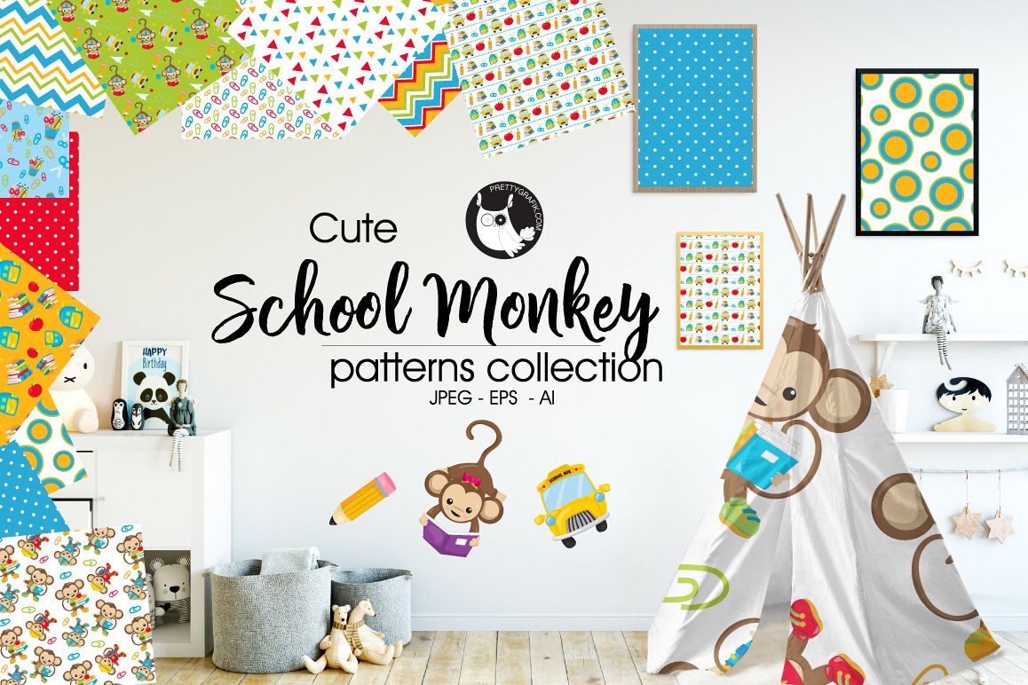 SCHOOL-MONKEY, digital papers example image 1