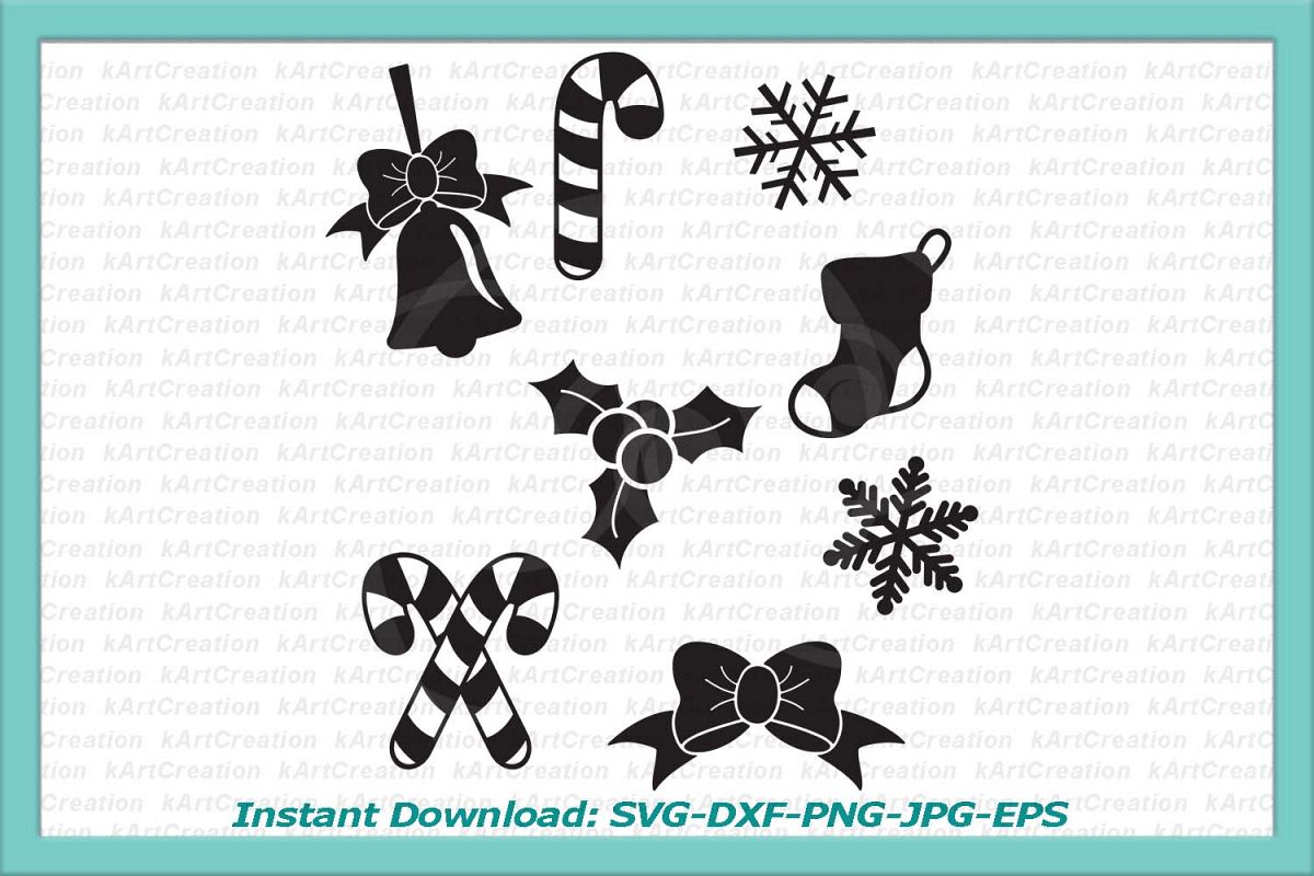 Christmas bundle holly berry snowflakes sock bow bell svg example image 1
