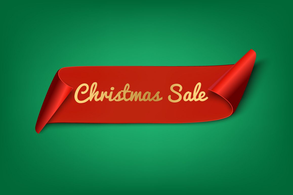 Christmas Sale. Red Ribbon example image 1