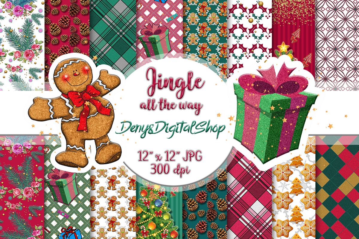 Christmas papers, jingle all the way, Scrapbook,BLACK FRIDAY example image 1