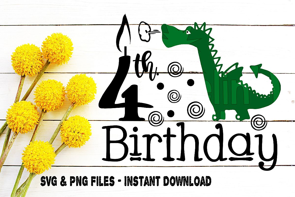 Download 4th Birthday Dragon Svg Forth Birthday Mythical Creature Boy (116188) | SVGs | Design Bundles