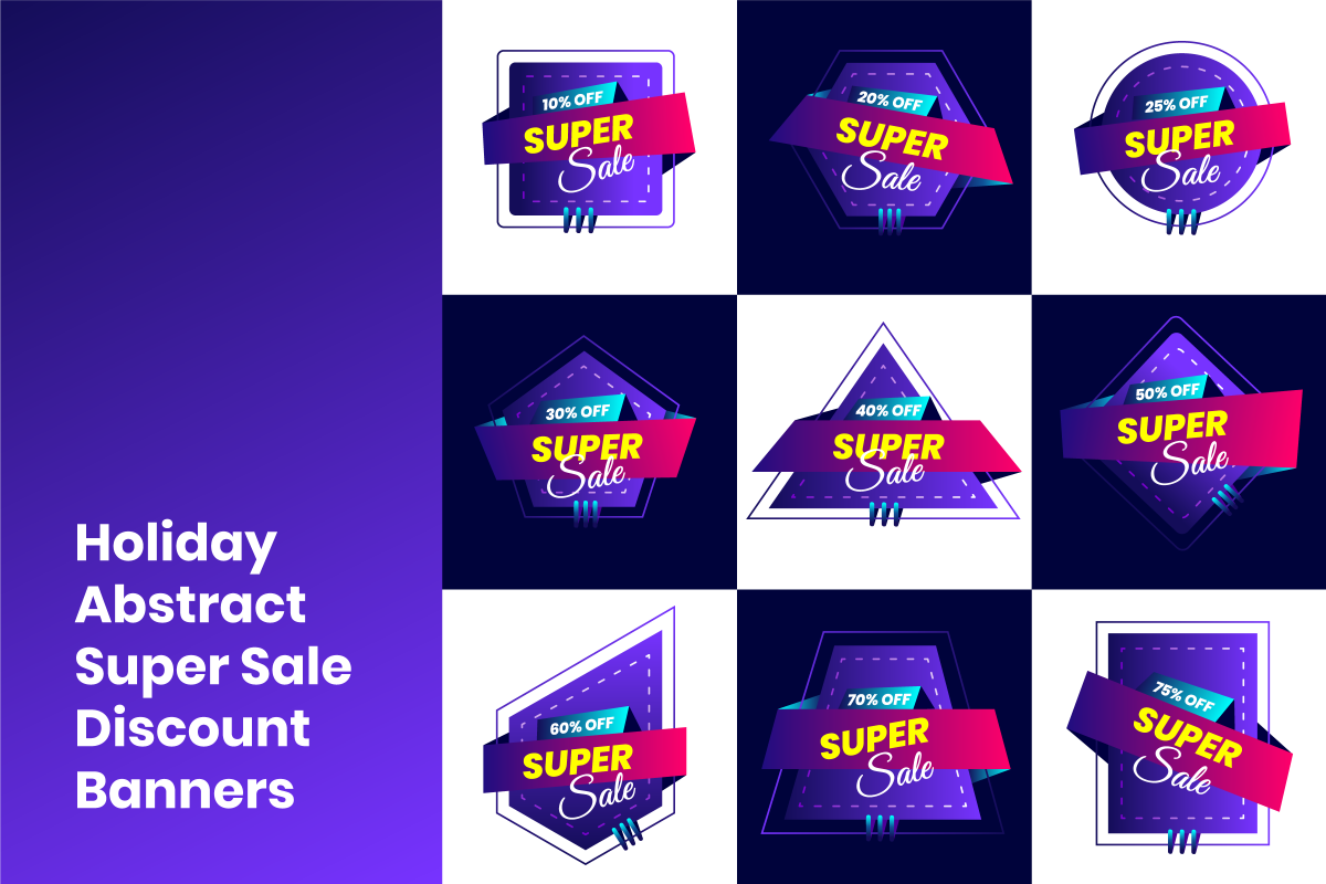 Holiday Abstract Super Sale Discount Banners example image 1