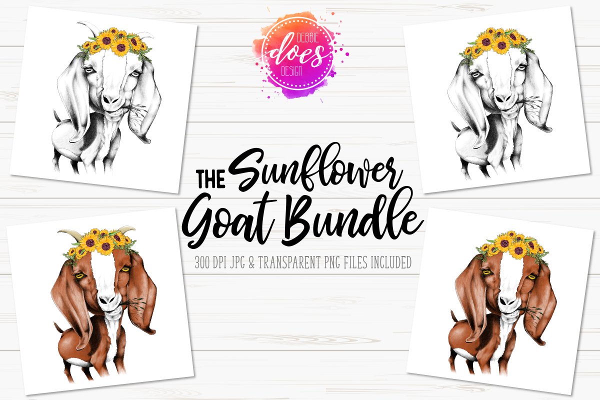 The Sunflower Hand Drawn Goat Bundle example image 1