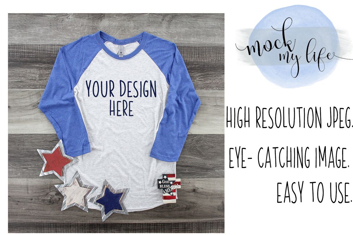 MockUp Next Level Raglan / Baseball Tee Mock up example image 1