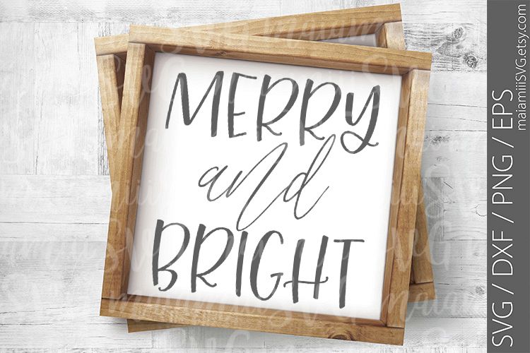Download Free Merry And Bright Svg Holiday Svg Christmas Svg Wood Sign SVG DXF Cut File