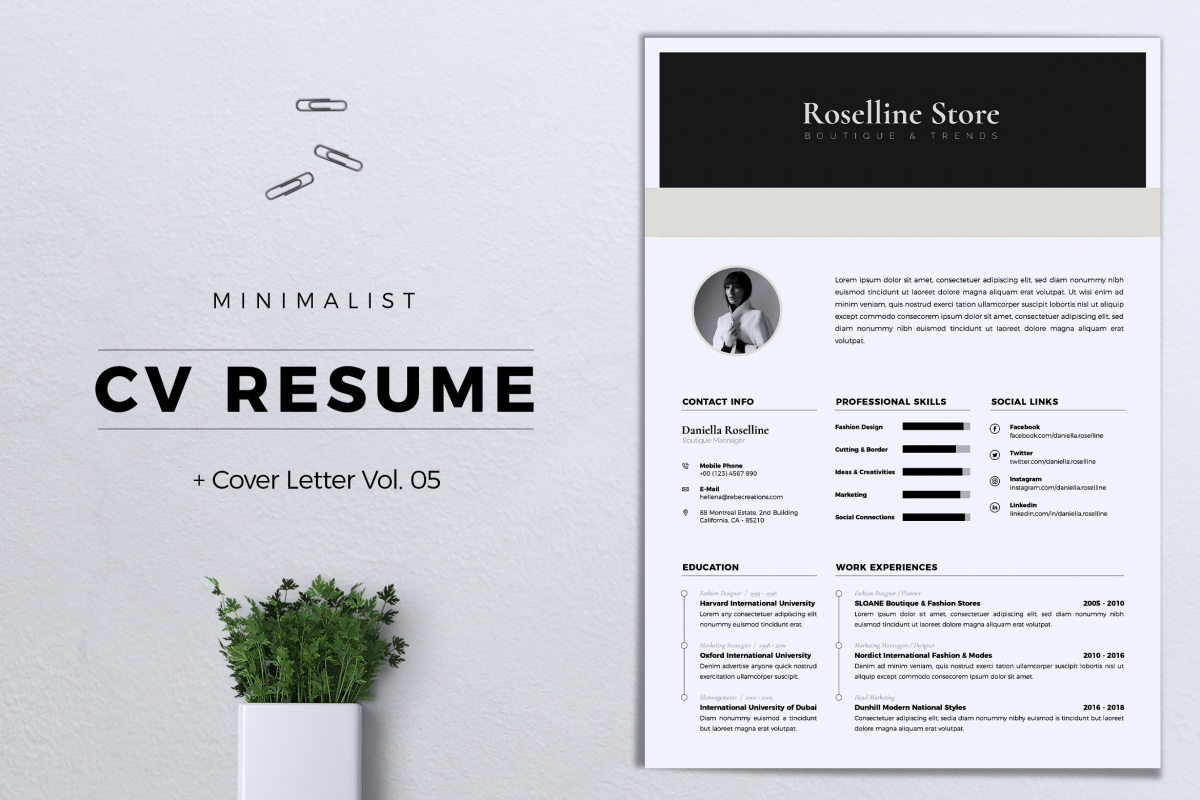 Minimalist CV / Resume Template Vol. 05 example image 1