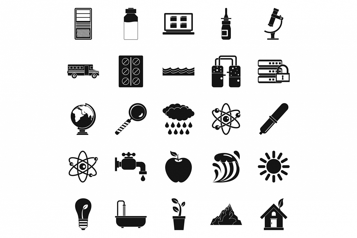 Chemical element icons set, simple style example image 1