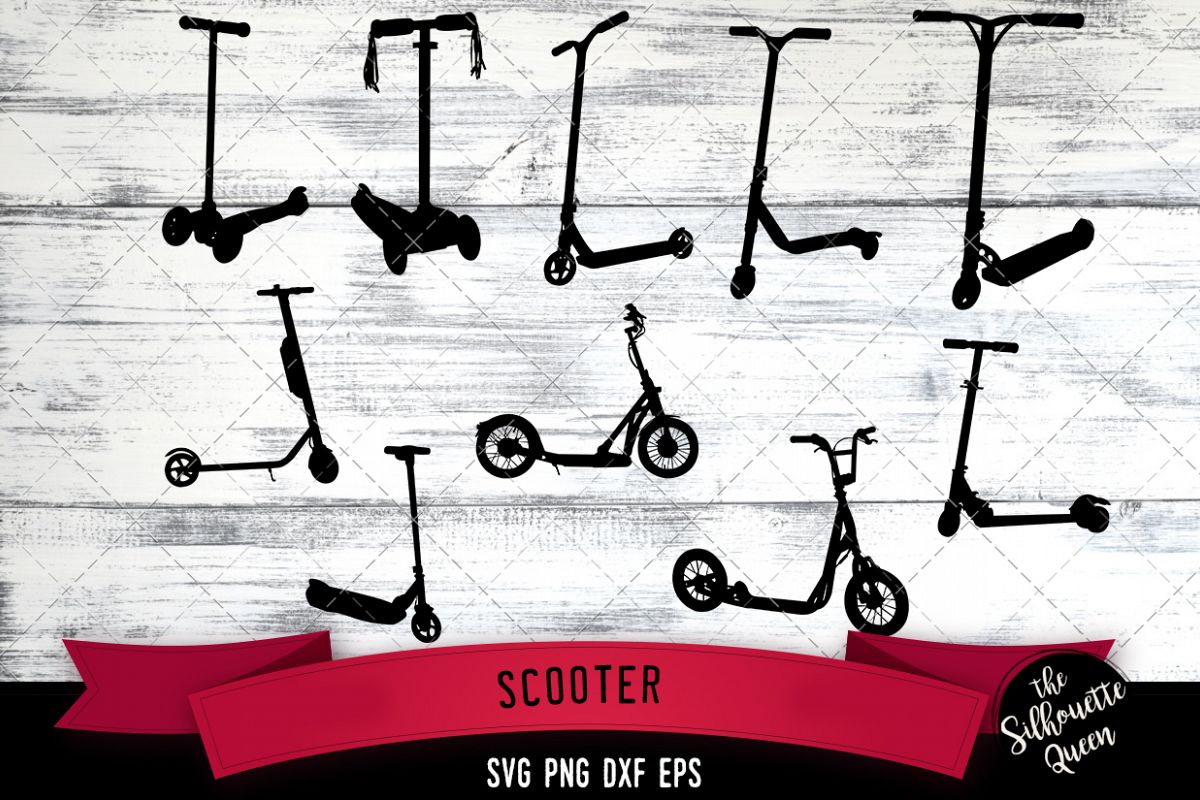 Scooter svg file, bike svg cut file, silhouette studio example image 1