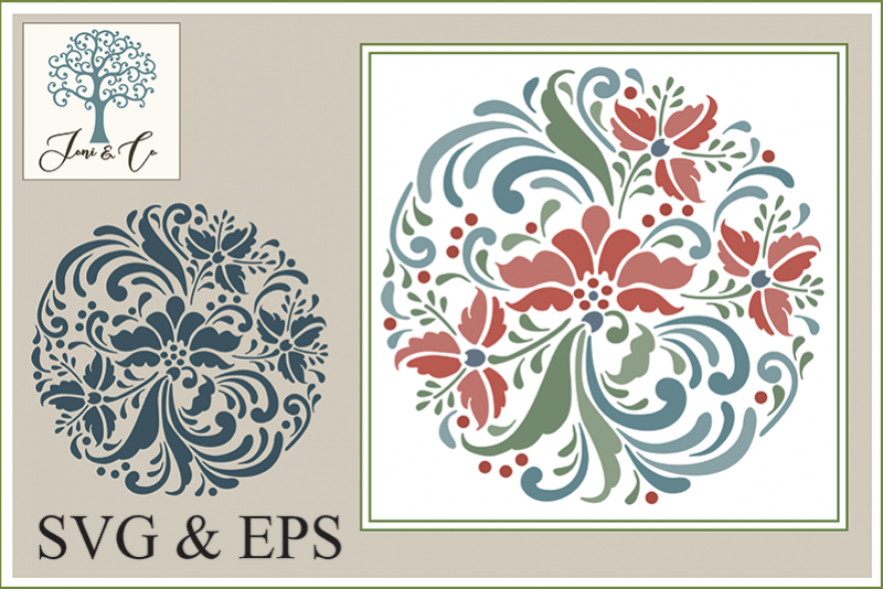 Scandinavian Folk Art Flowers, Rosemaling 2 example image 1