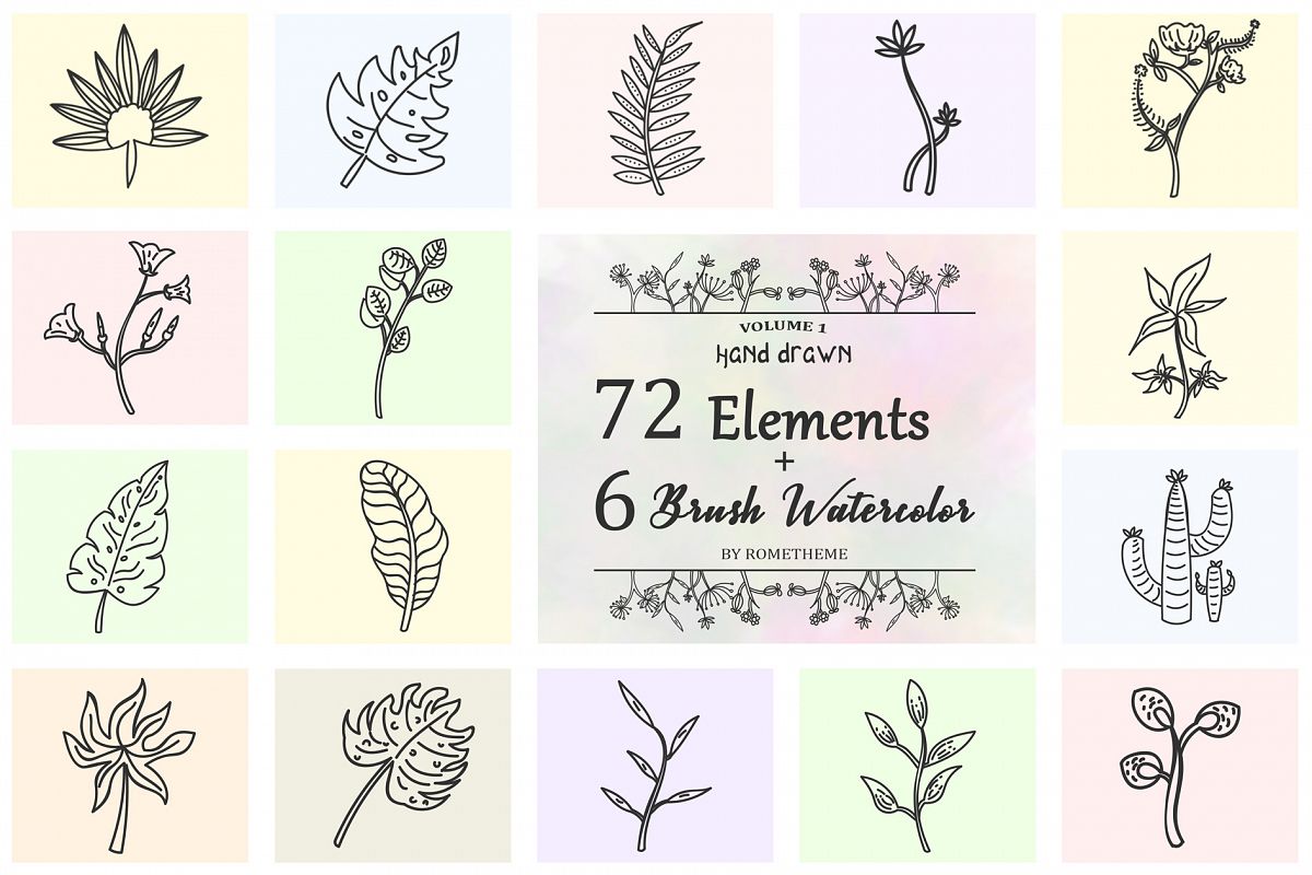 72 Hand Drawn Floral Wreaths example image 1