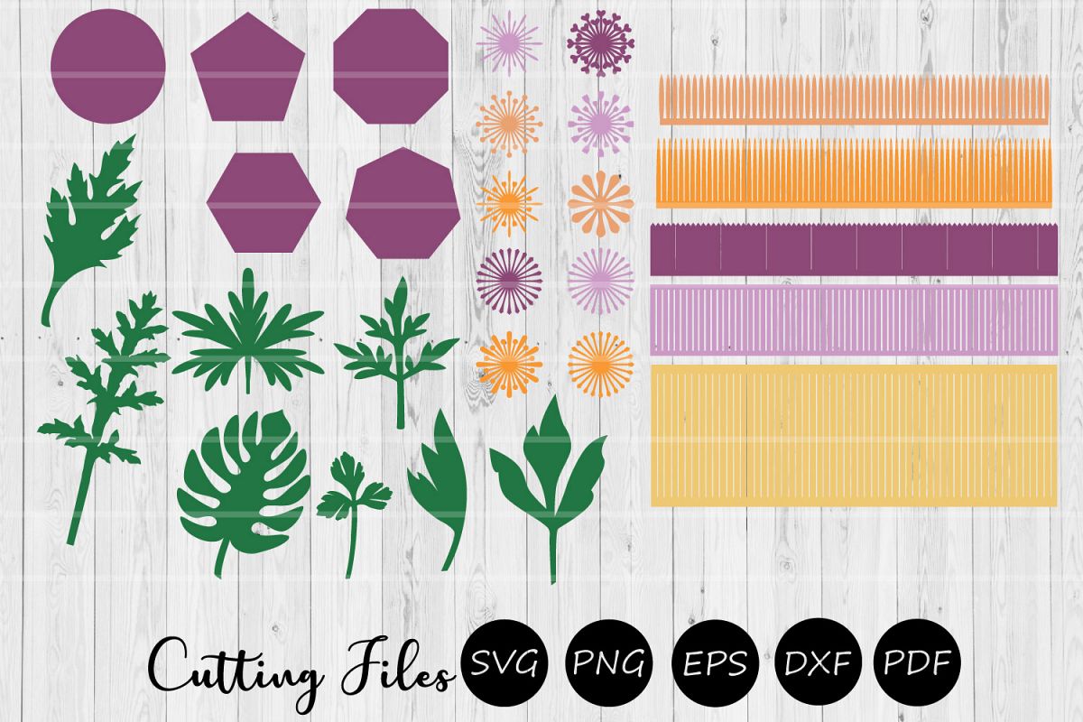 28 Paper Flower Leaves Bases and Centers Templates | DIY | example image 1