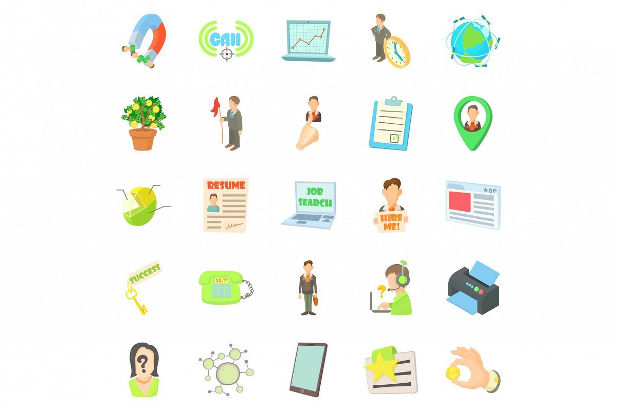 Employee icons set, cartoon style example image 1