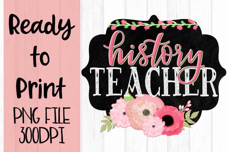 History Teacher Chalkboard and Flowers Ready to example image 1
