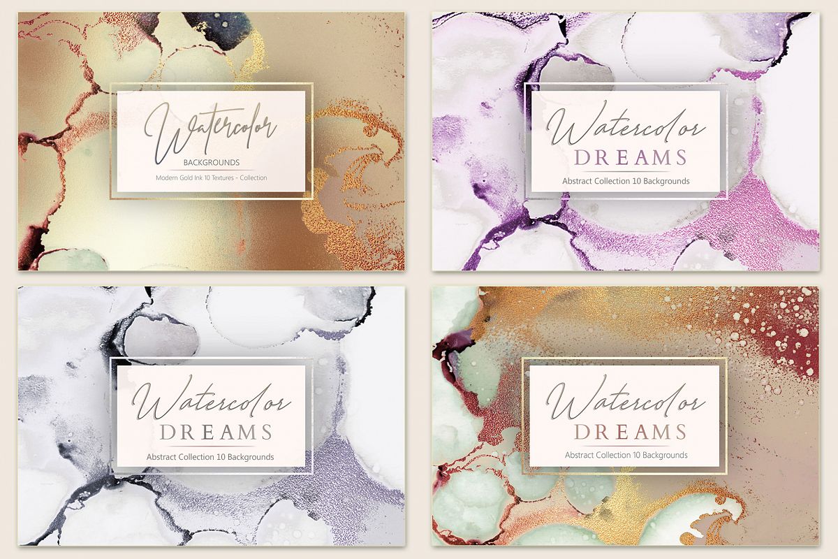 Gold Watercolor and Foil Textures BUNDLE example image 1