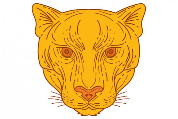 Cougar Mountain Lion Head Mono Line example image 1