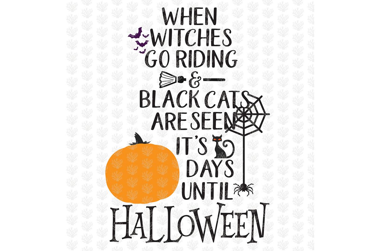 When Witches Go Riding - Halloween SVG EPS DXF PNG Cut Files example image 1