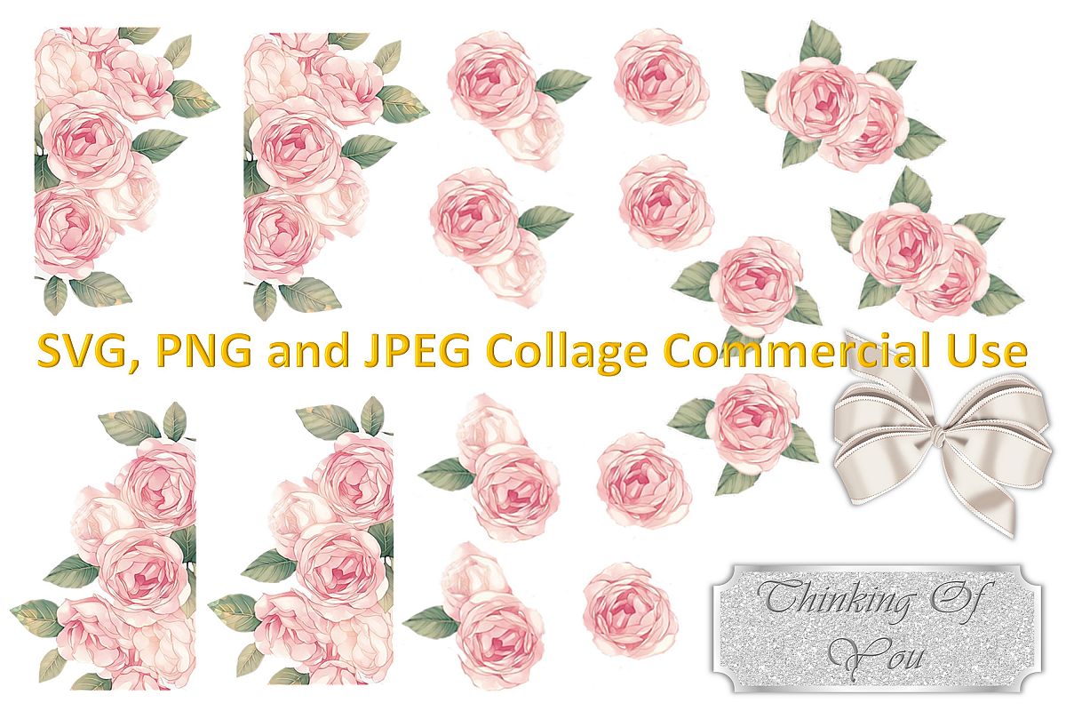 SVG, PNG and JPEG Roses Collage Commercial Use example image 1