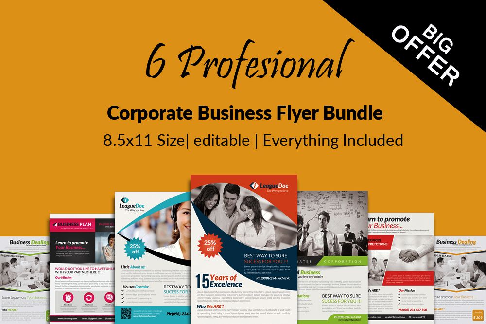 6 Multi Use Business Flyers Bundle example image 1