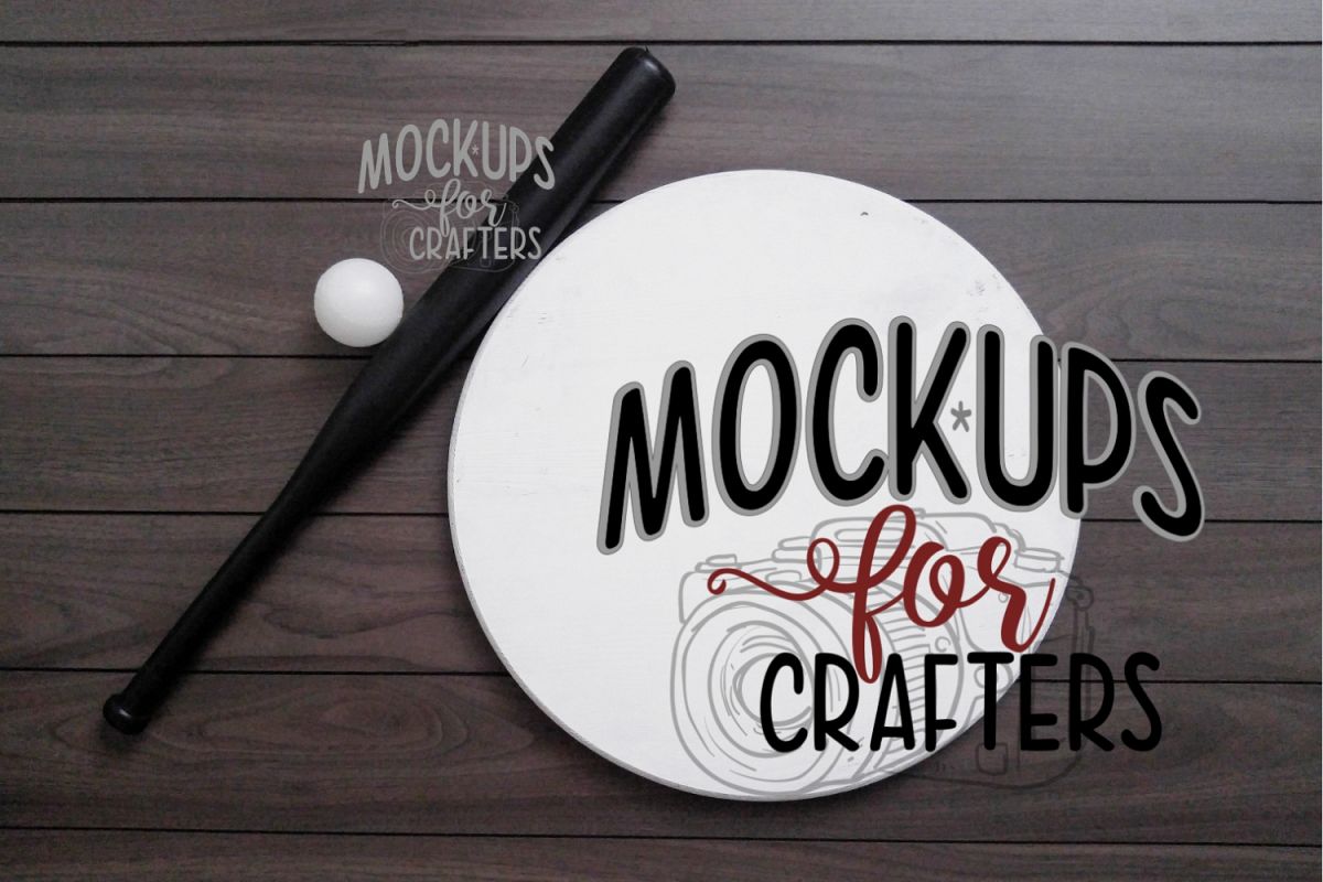 MOCK-UP ROUND WOOD SIGN - WHITE - Baseball themed example image 1