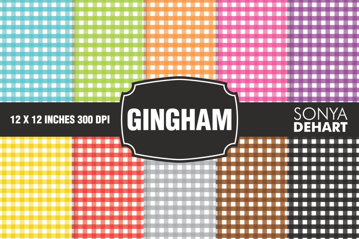 Gingham Plaid Digital Paper Pattern Pack example image 1