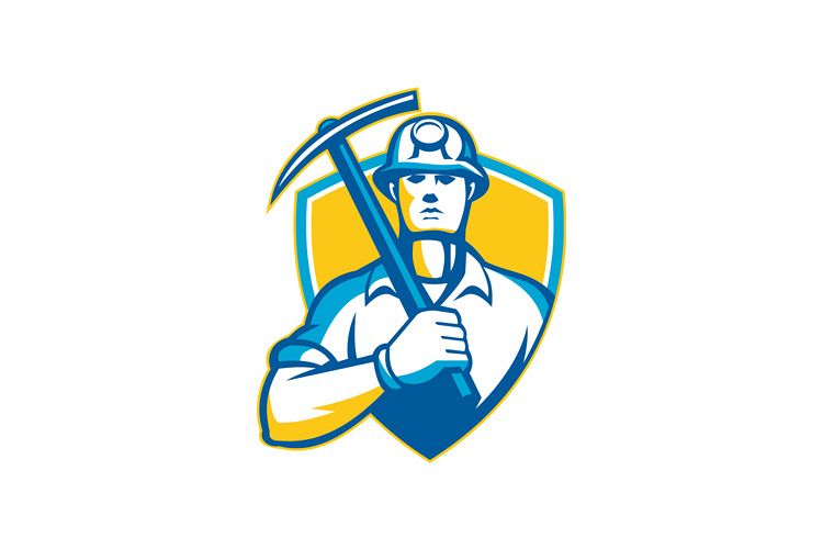 Coal Miner With Pick Ax Shield Retro example image 1