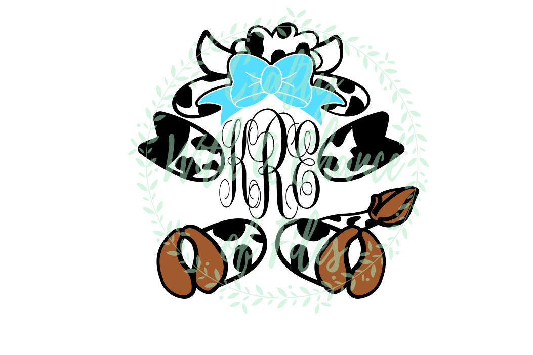 Cow Monogram SVG - Easter Animal Design example image 1