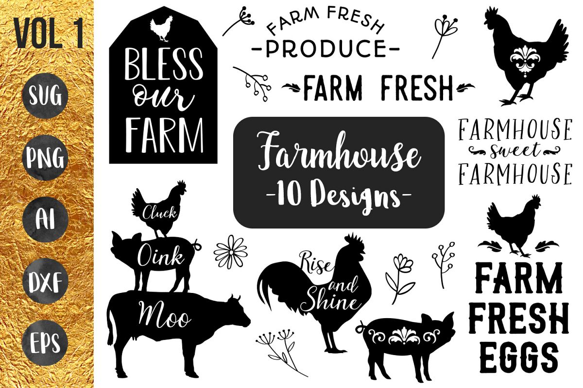 FARMHOUSE BUNDLE- 10 designs - svg files Cricut Silhouette