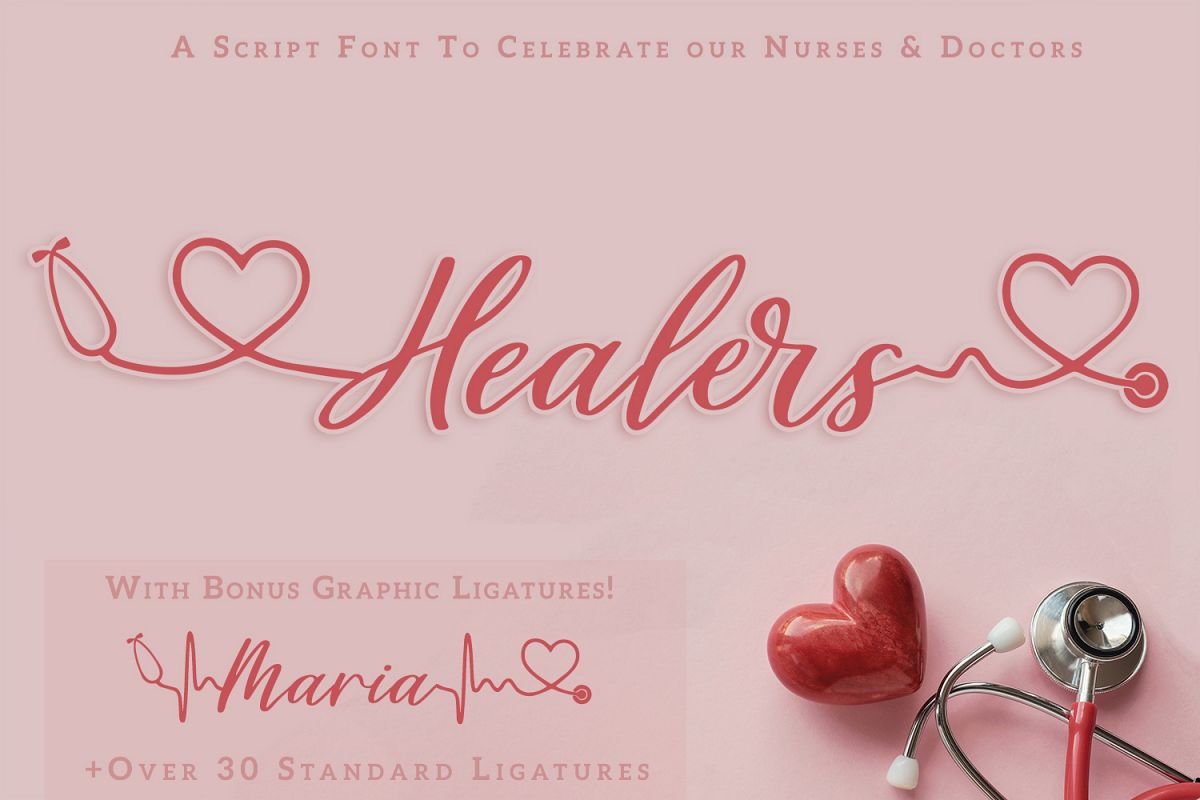 Healers - A script font to celebrate our nurses and doctors example image 1