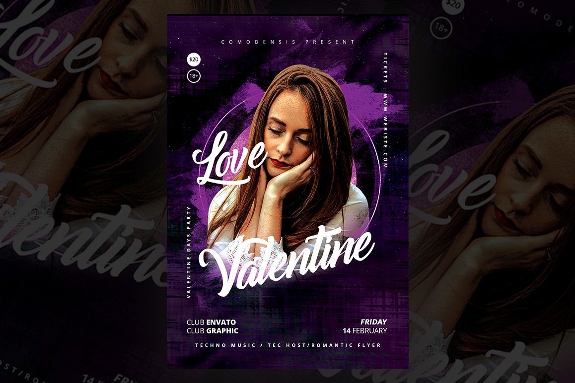 Valentines Party Flyer Templates example image 1
