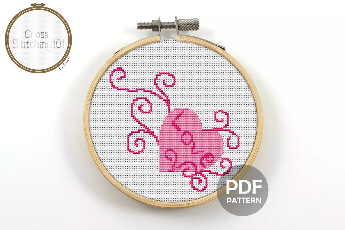 Valentines Heart Cross Stitch Pattern - Instant Downlod PDF example image 1