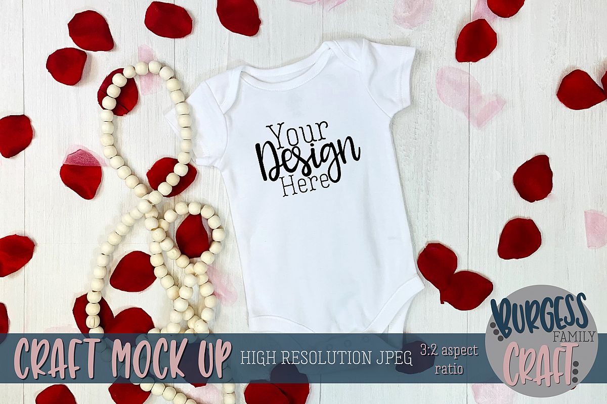 Valentine white baby bodysuit Craft mock up example image 1