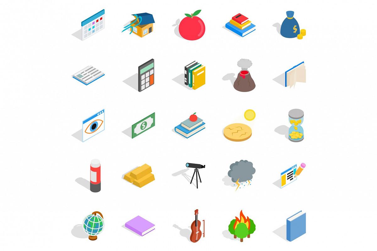 Chemical reactions icons set, isometric style example image 1