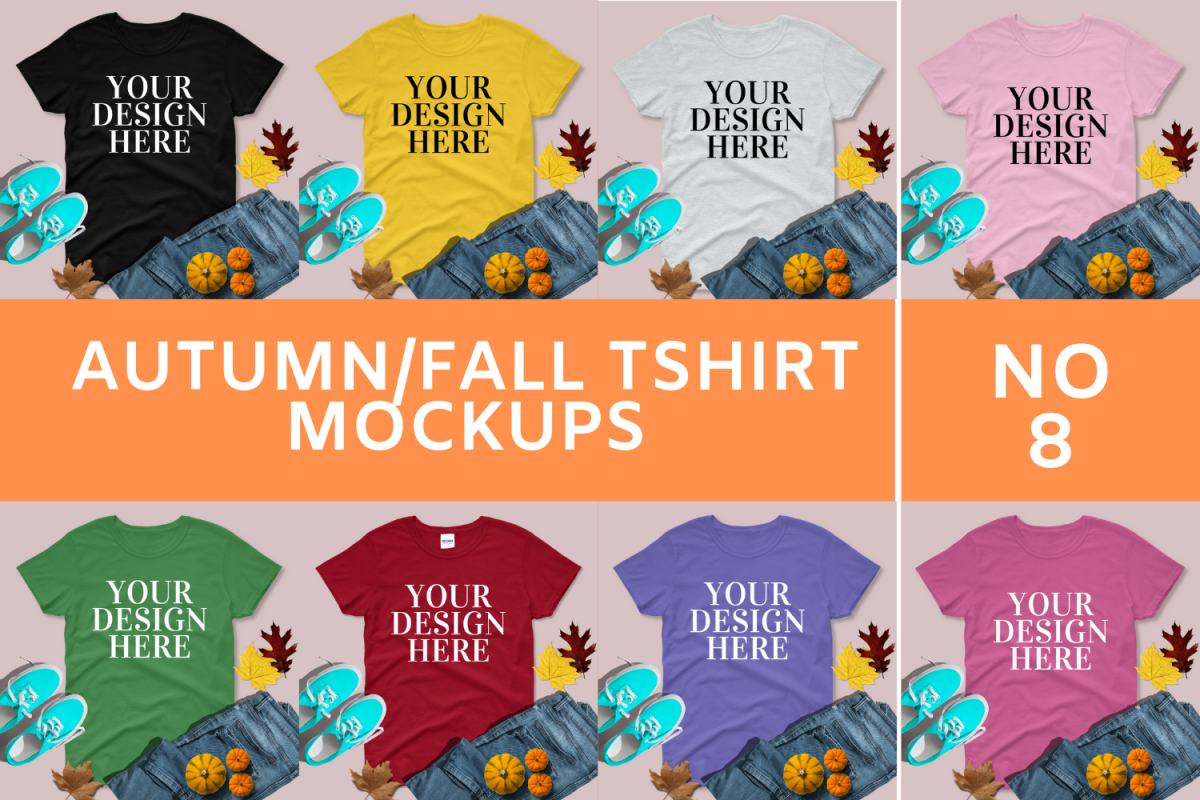 Autumn/Fall T shirt Mock-ups - 8 example image 1